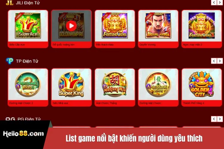 List game nổi bật khiến người dùng yêu thích